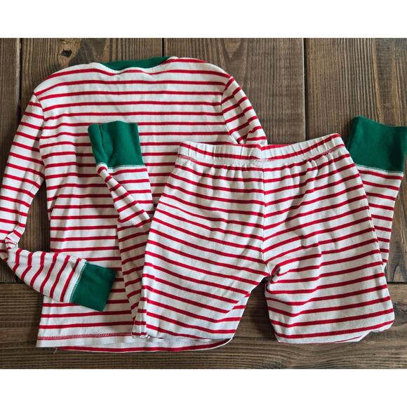 Mini Boden Pajamas Kids 10 Red White Striped PJ Set Christmas Shirt Pants Cotton - Picture 2 of 4